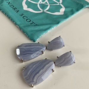 Kendra Scott EXTREMELY RARE Blue Lace Agate Statement Earrings